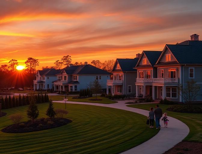 Residential estate at sunset